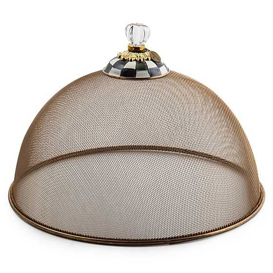 Large Courtly Check mesh dome in bronzed stainless steel with brass accents