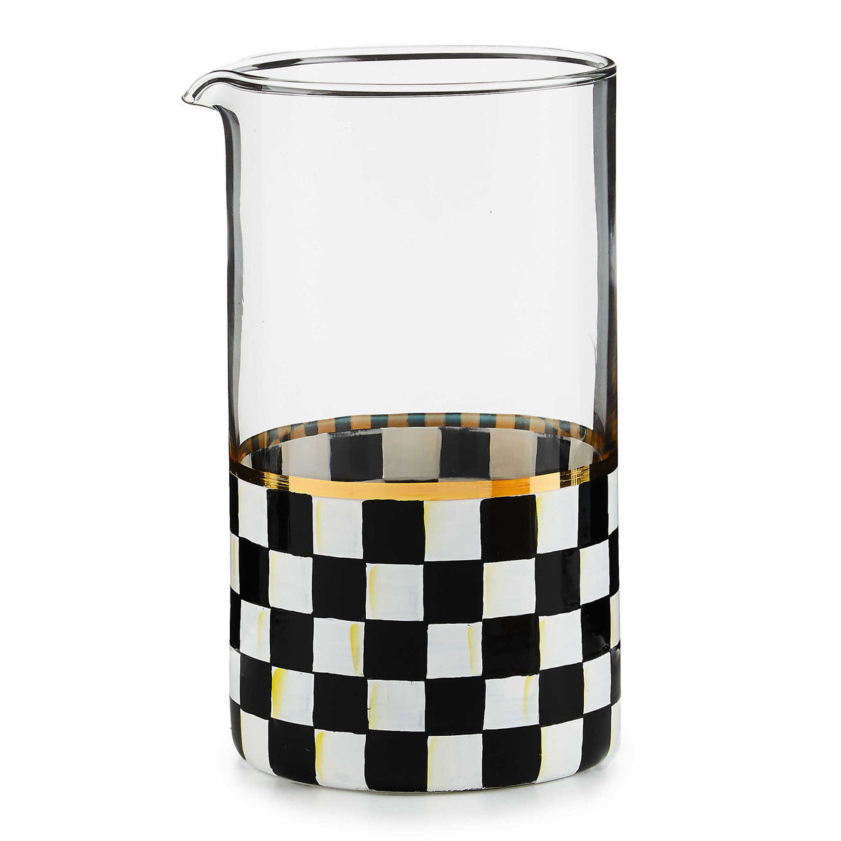 Hand-painted Courtly Check mixing glass with gold lustre embellishment