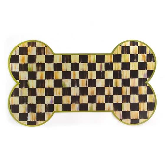 Courtly Check Pup Placemat in blue checkered polypropylene with rubber backing.