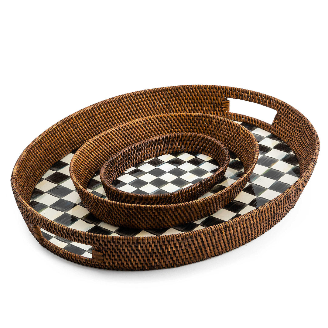 Courtly Check Rattan & Enamel Serving Tray