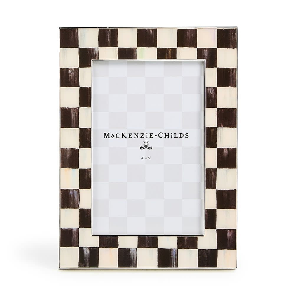 Silver-plated Courtly Check frame with enamel finish holding a glass insert.