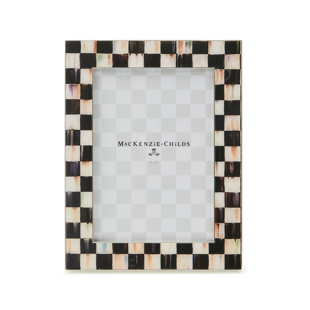 Silver-plated Courtly Check frame with enamel finish holding a glass insert.