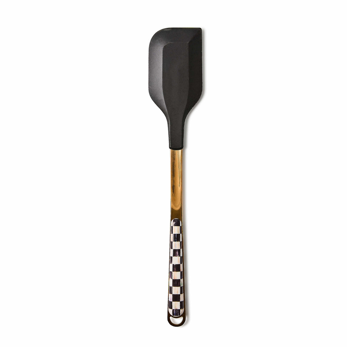Courtly Check spatula with bronzed stainless steel handle featuring signature check pattern and silicone-coated head.