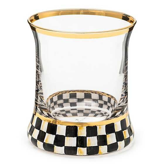 Hand-painted Courtly Check tumbler glass with gold lustre trim