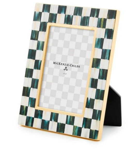 Courtly Check Lacquer Frame with a black and white checkered pattern and gold leaf trim.