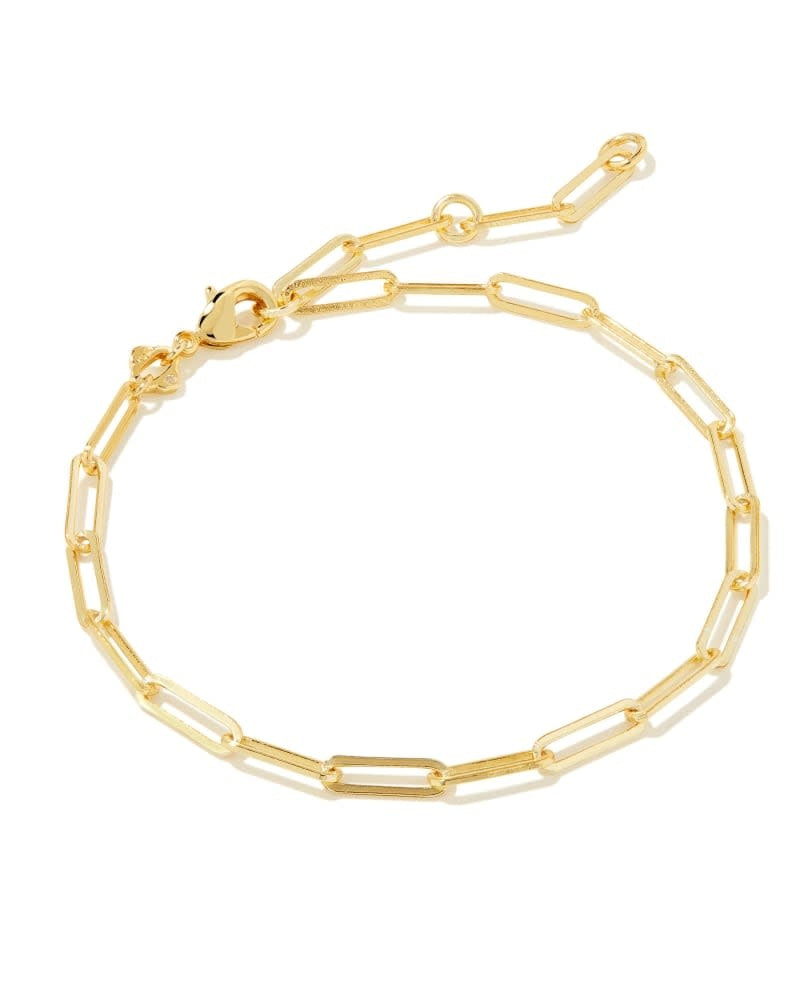 Gold metal paperclip bracelet with lobster clasp closure