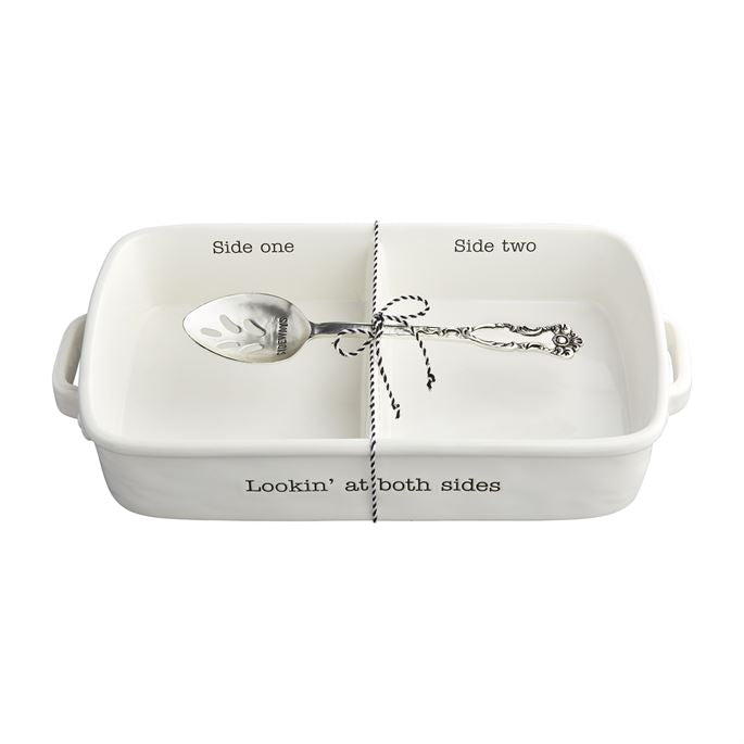 Circa Sides Baker set featuring a dolomite dish with spoon