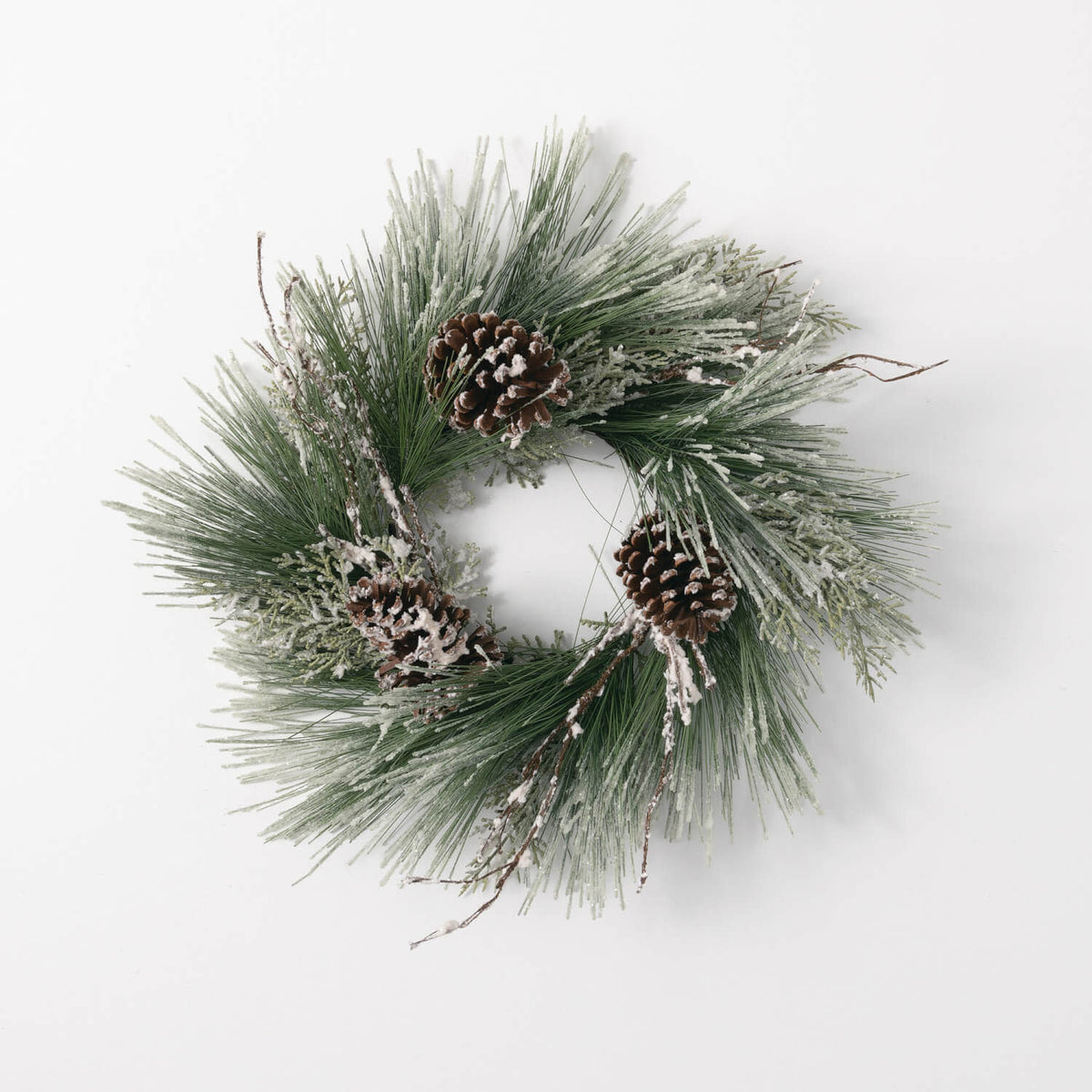 6.5-inch Iced Pine ring featuring a natural wood finish with an organic pine leaf silhouette and subtle icy glaze.