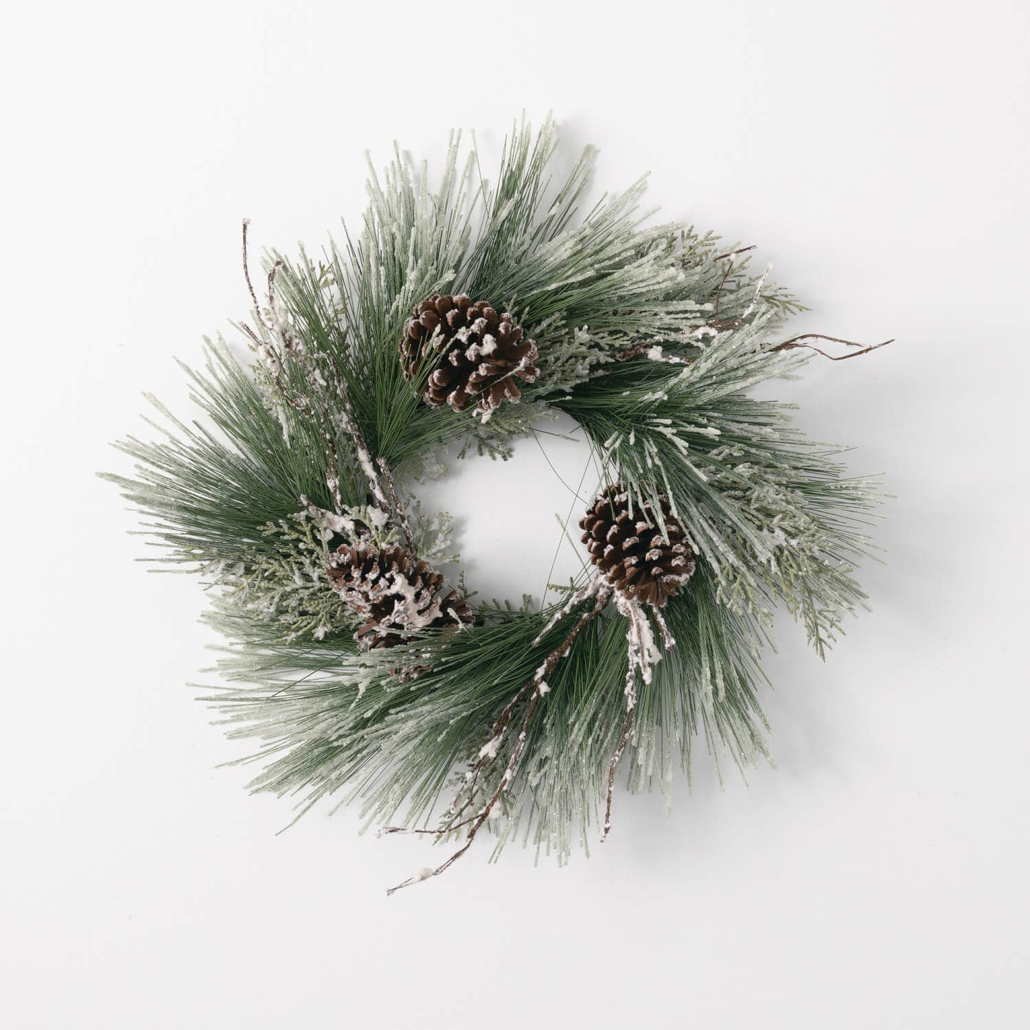 6.5-inch Iced Pine ring featuring a natural wood finish with an organic pine leaf silhouette and subtle icy glaze.