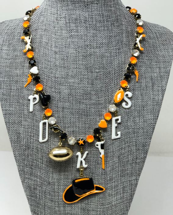 Antique gold plated brass necklace with hand-painted enamel crystals