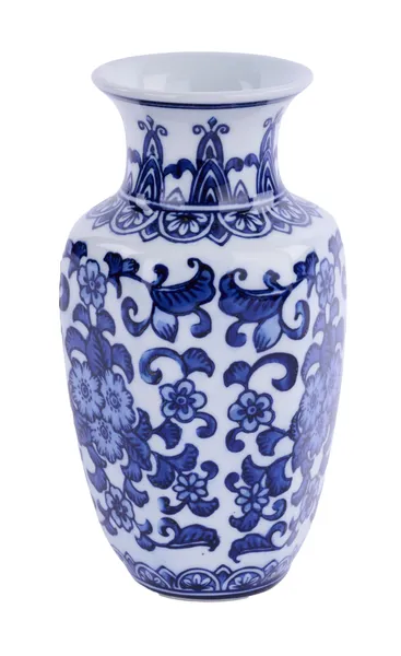 7-inch tall white porcelain vase with a cylindrical shape.