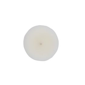 Top view of a white Glam 4 Life votive candle.