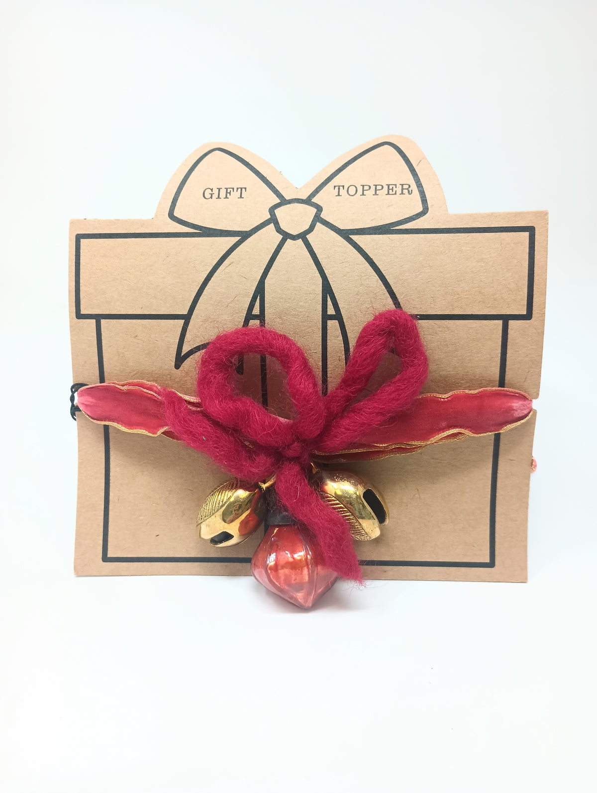 Glass ornament gift topper with festive decorative shape