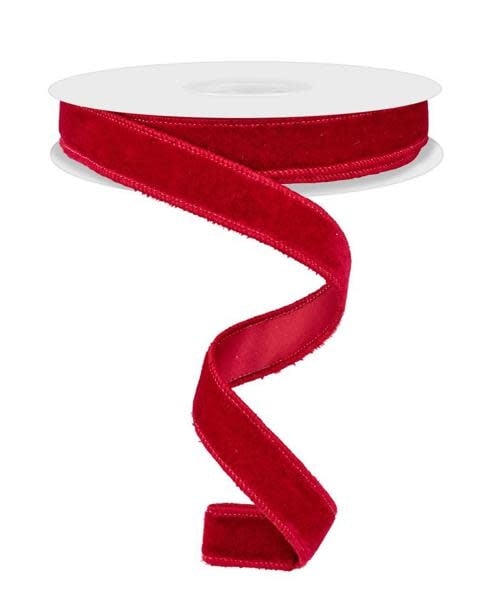 Cranberry velvet fabric with satin backing in a solid color.