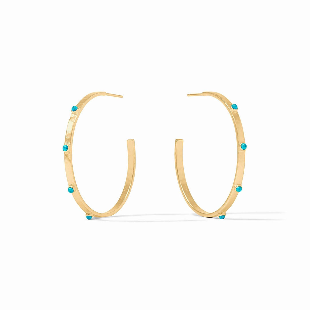 Crescent Stone Hoop Gold