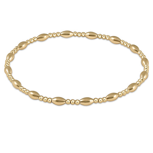 Gold-filled Harmony Sincerity bracelet featuring a 2mm bead pattern with harmony beads on a gold chain.