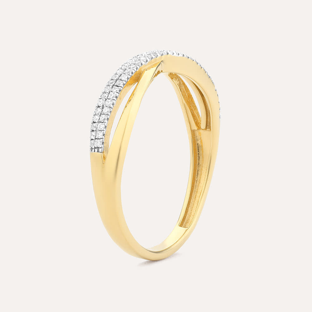 Sterling silver crisscross stackable ring with diamond accents in gold plating