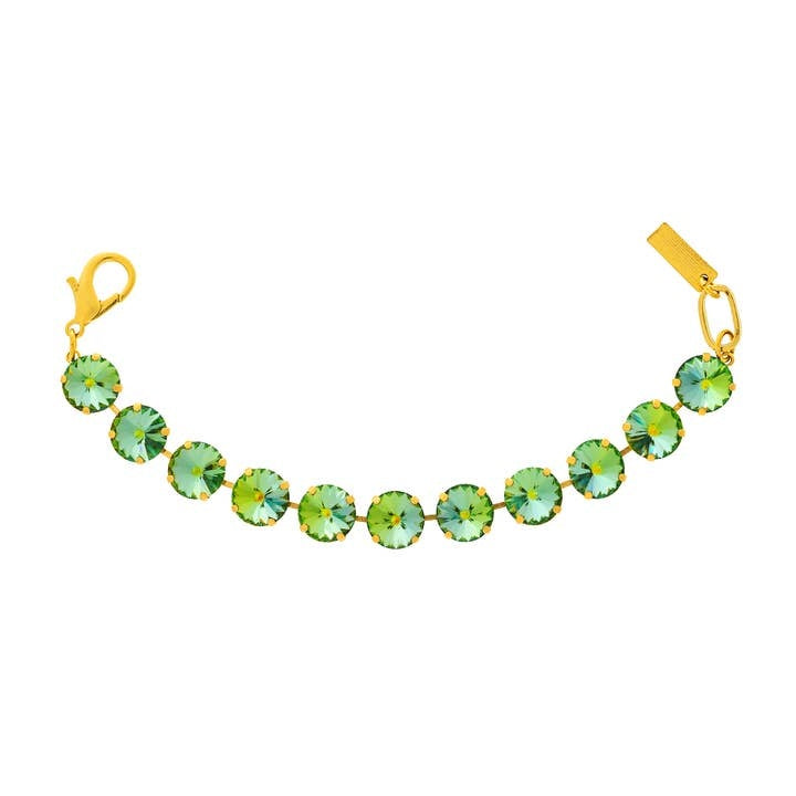 Antique gold plated brass Croatia bracelet with chrysolite citrine crystals.
