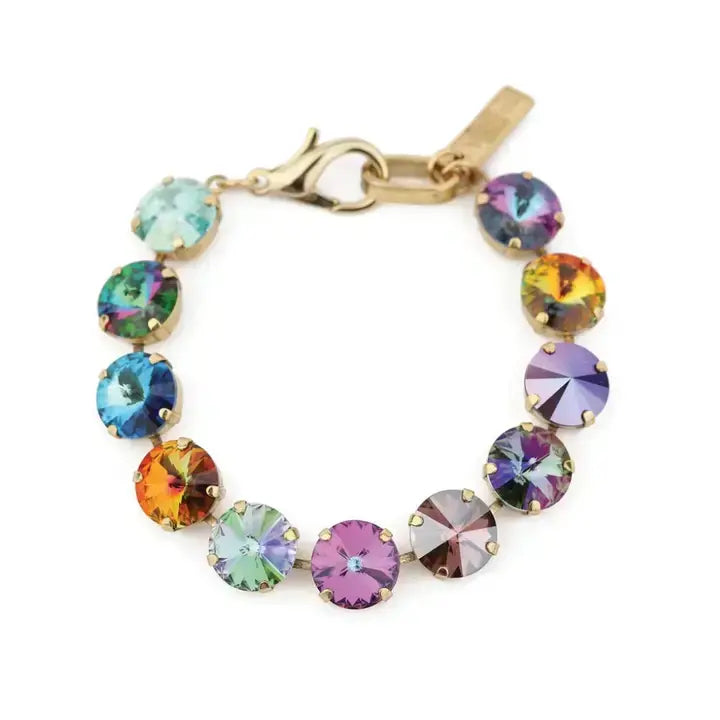 Antique gold plated brass Croatia bracelet with high-quality crystals on a 6.5-inch chain.