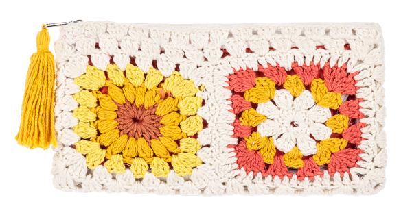 Crochet Rectangle Flower Pouch