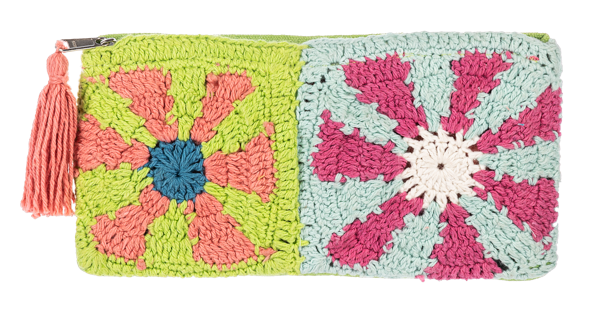 Crochet Rectangle Flower Pouch