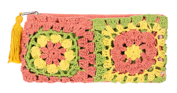 Crochet Rectangle Flower Pouch