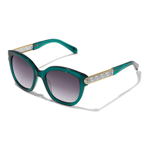 Emerald round sunglasses with silver plated accents on the temples and gradient lenses.