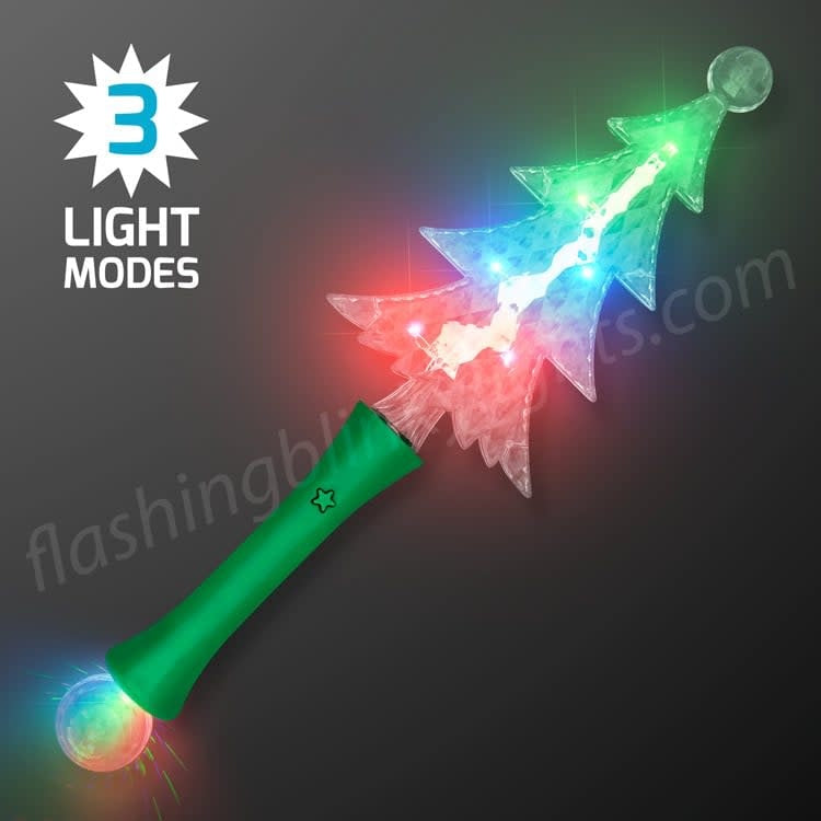 Crystal Christmas tree light wand with red LED lights projecting from a shell top and crystal ball base.