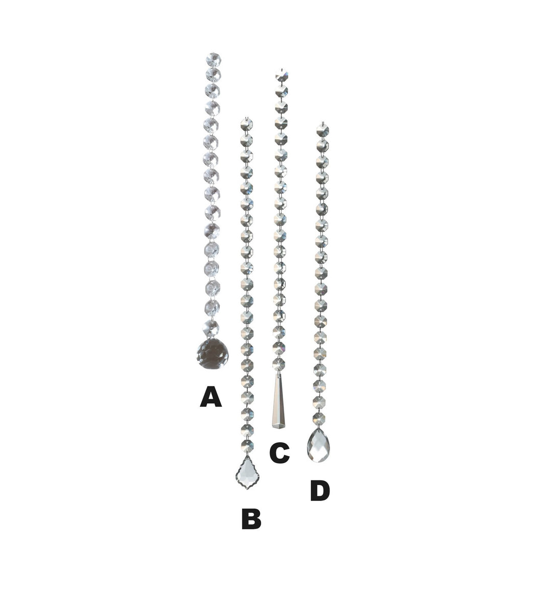 Acrylic crystal drop garland with gemstone accents in clear color.