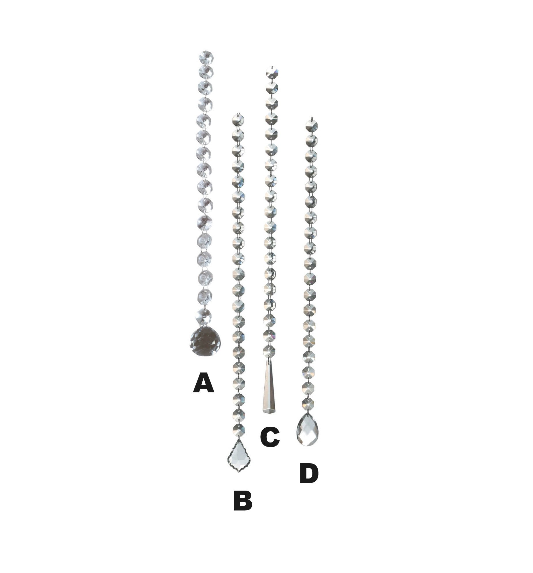Acrylic crystal drop garland with gemstone accents in clear color.