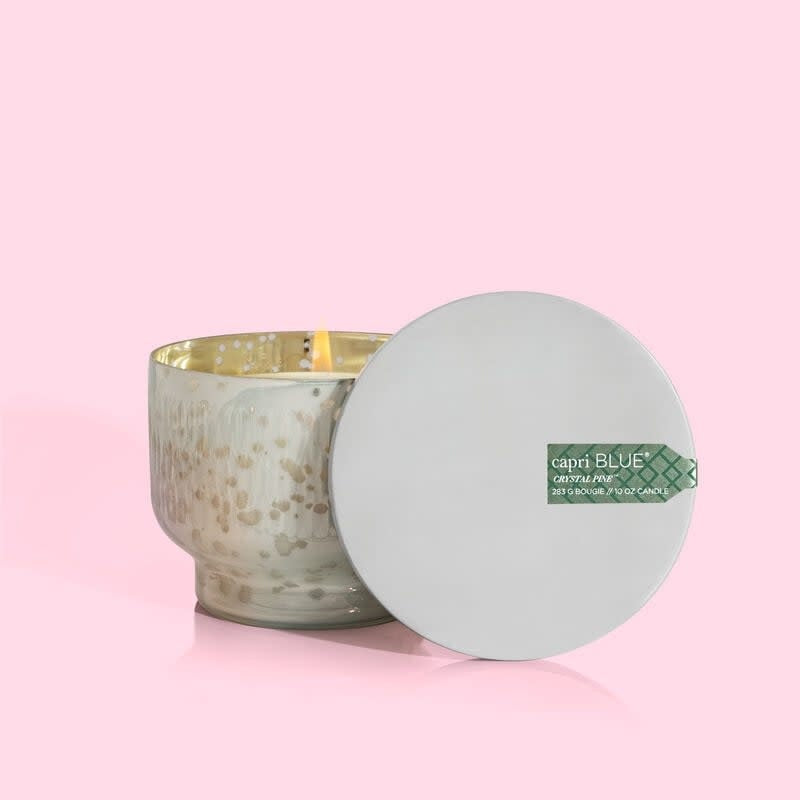 Petite inverted jar with mercury pearl-etched finish in frosted fir green