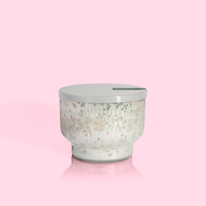 Petite inverted jar with mercury pearl-etched finish in frosted fir green