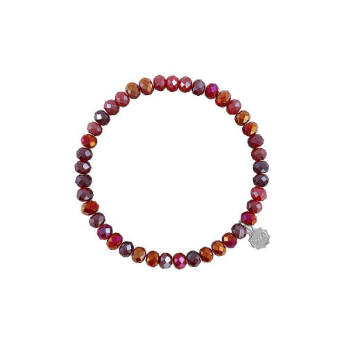 Stretchy bracelet with faceted glass beads in mixed colors
