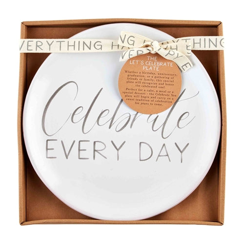 Terracotta Celebrate Every Day Plate with a round shape.