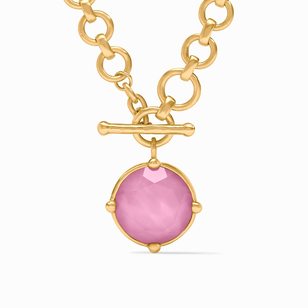Adjustable Honeybee demi necklace with rose cut stone pendant featuring bead accents on one side and a bas relief bee design.