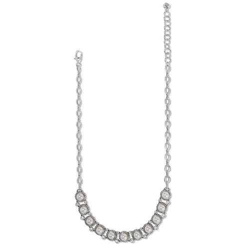 Silver plated Sea Gem collar necklace featuring glass pearls and fine quality crystals.