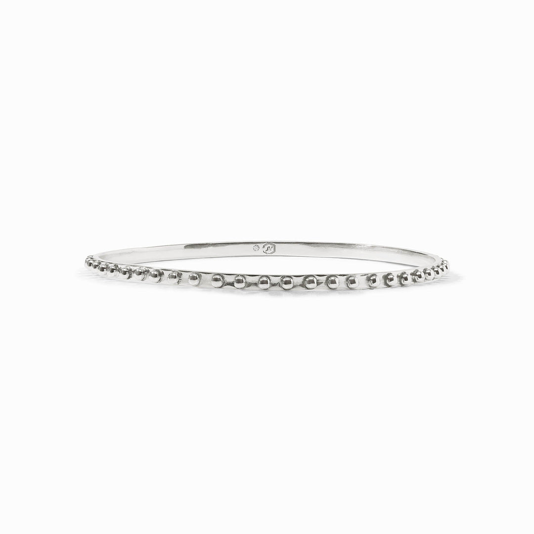 Slim silver SoHo Bangle featuring a row of polished spherical beads along the outer edge.