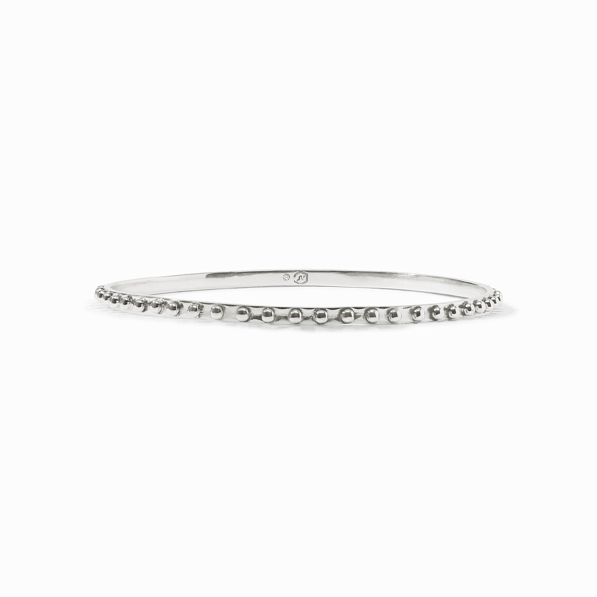 Slim silver SoHo Bangle featuring a row of polished spherical beads along the outer edge.