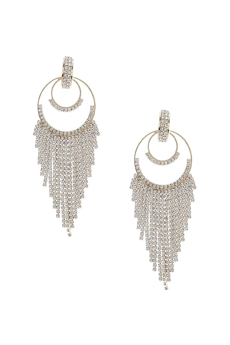 Rhinestone double circle fringe earring in CRG color with a detailed silhouette.