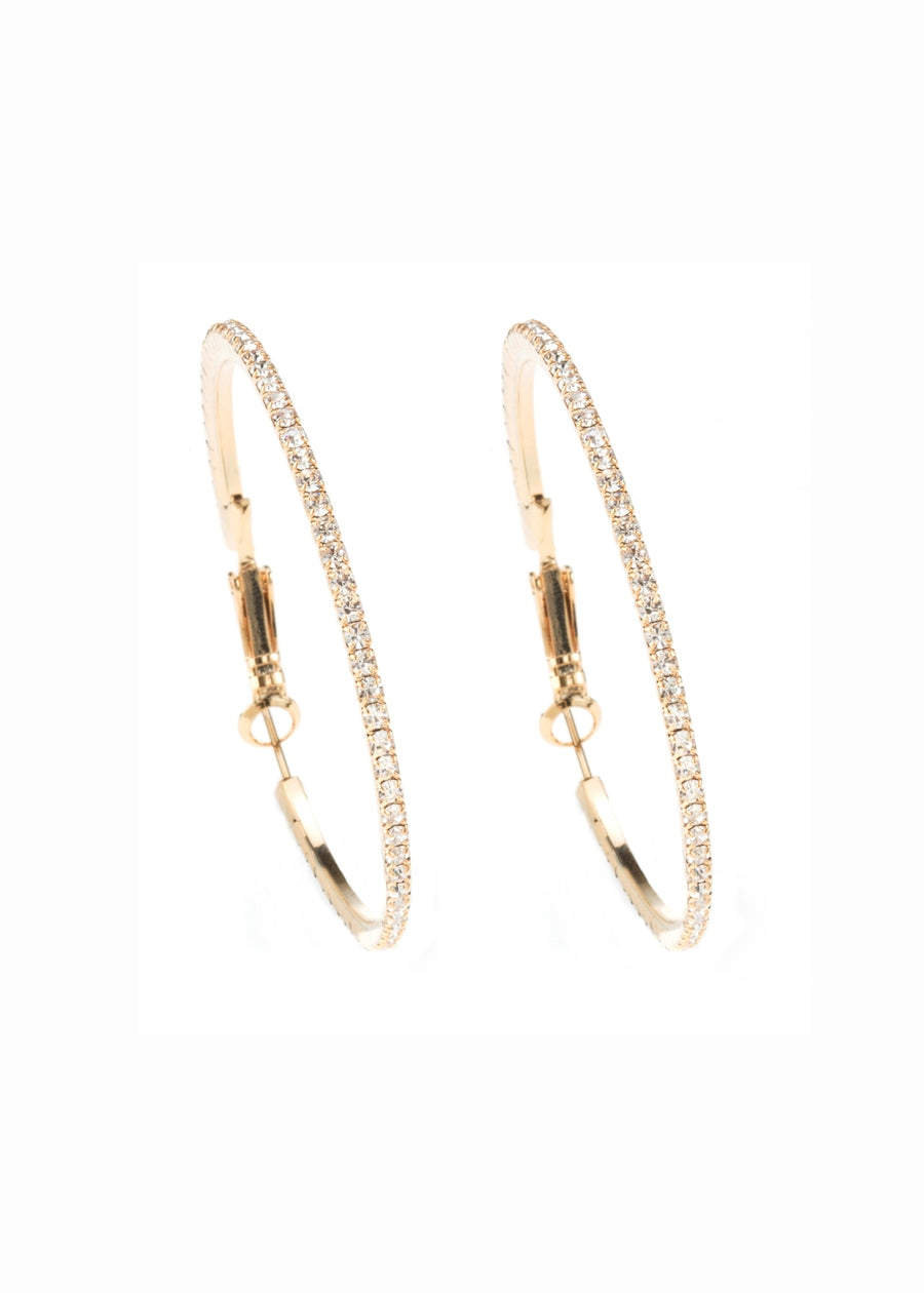 Silver-tone CZ hoop earring with French post closure
