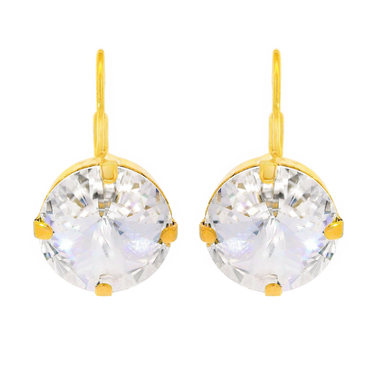 Antique gold round hoop earrings with high-quality crystals