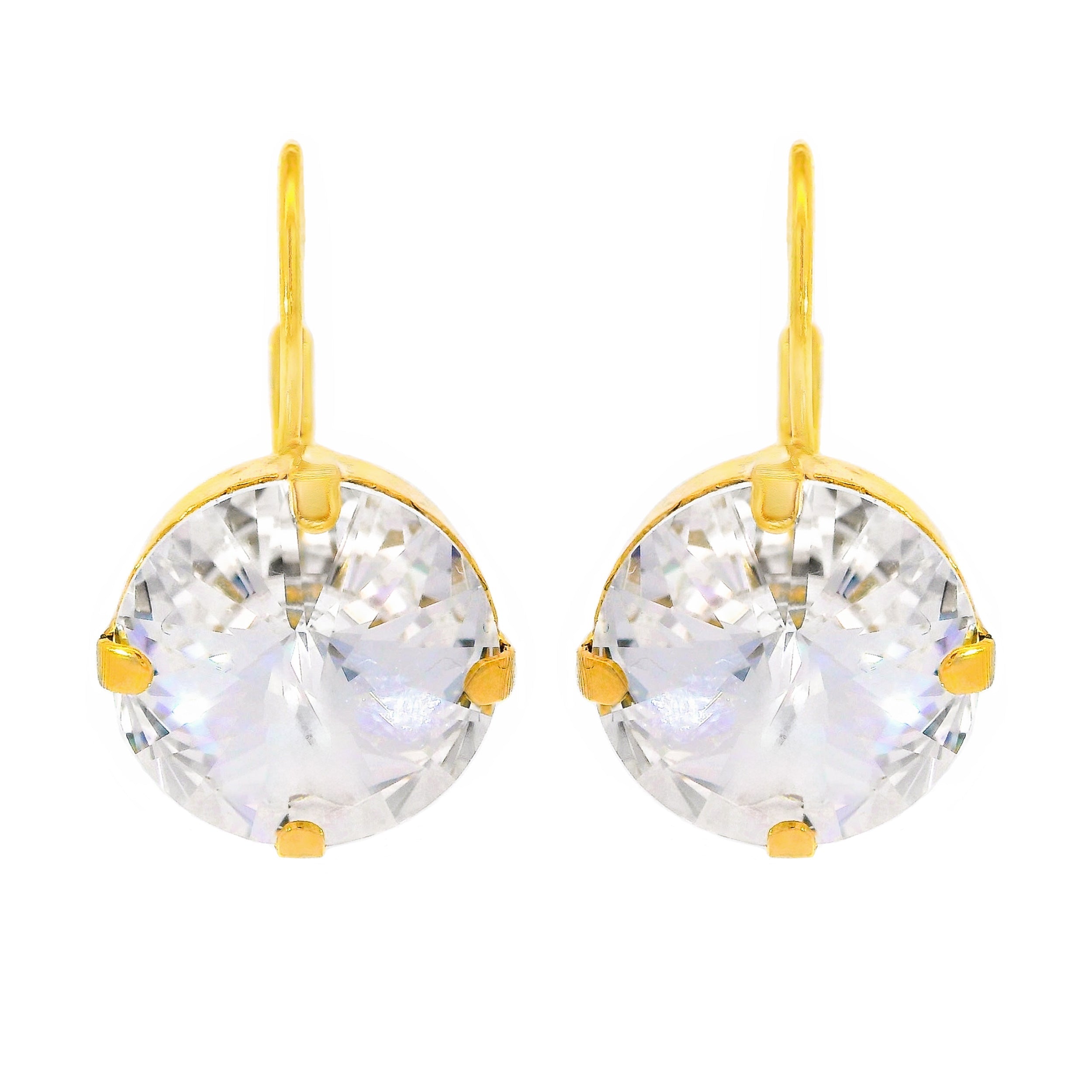 Antique gold round hoop earrings with high-quality crystals