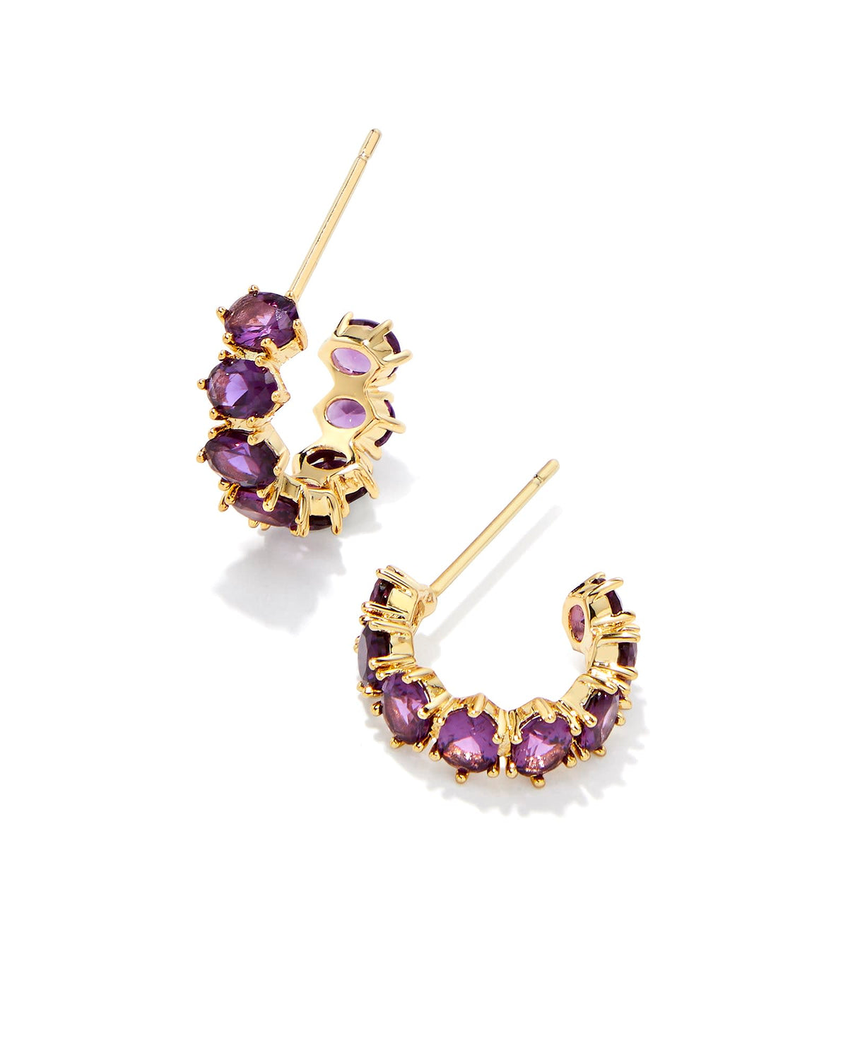 Cailin crystal huggie earrings with earpost closure in clear glass stones.