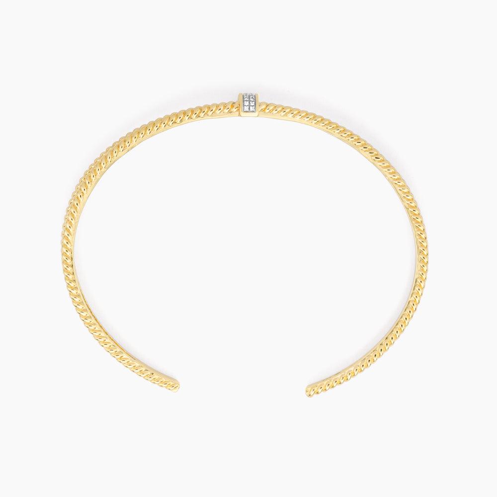 Halfway Point cuff bracelet in natural diamonds with an open-ended bar design.