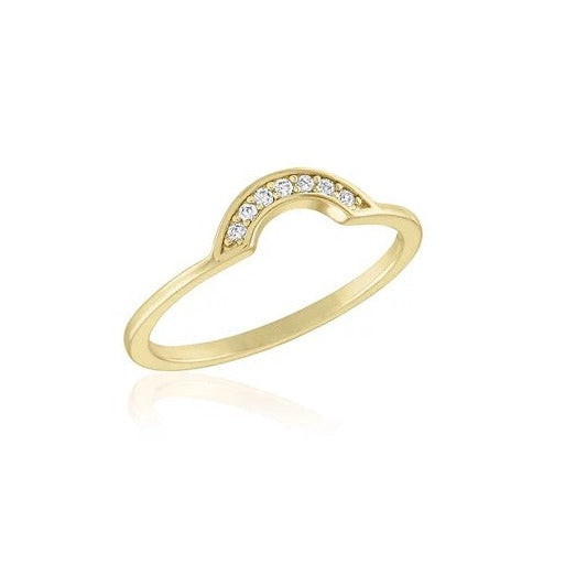 Curved cubic zirconia gold layered rings with a modern stacked silhouette