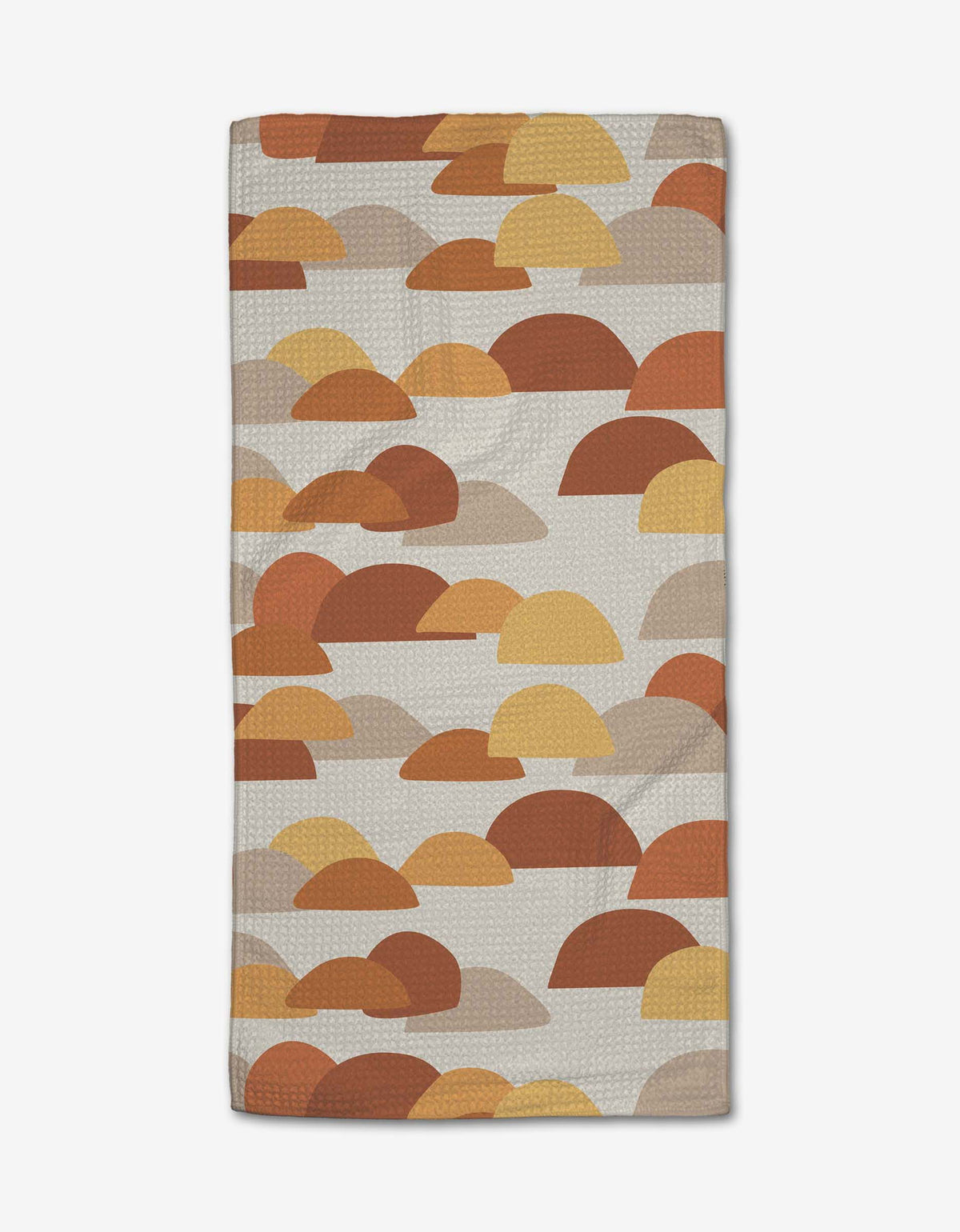 Mini kitchen towel with single-sided print made from post-consumer recycled materials.