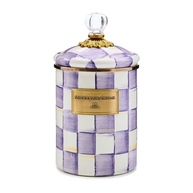 Violet check medium canister with lid