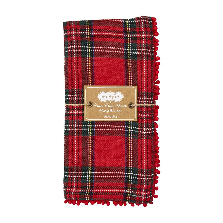 Tartan Pom Trim Napkin