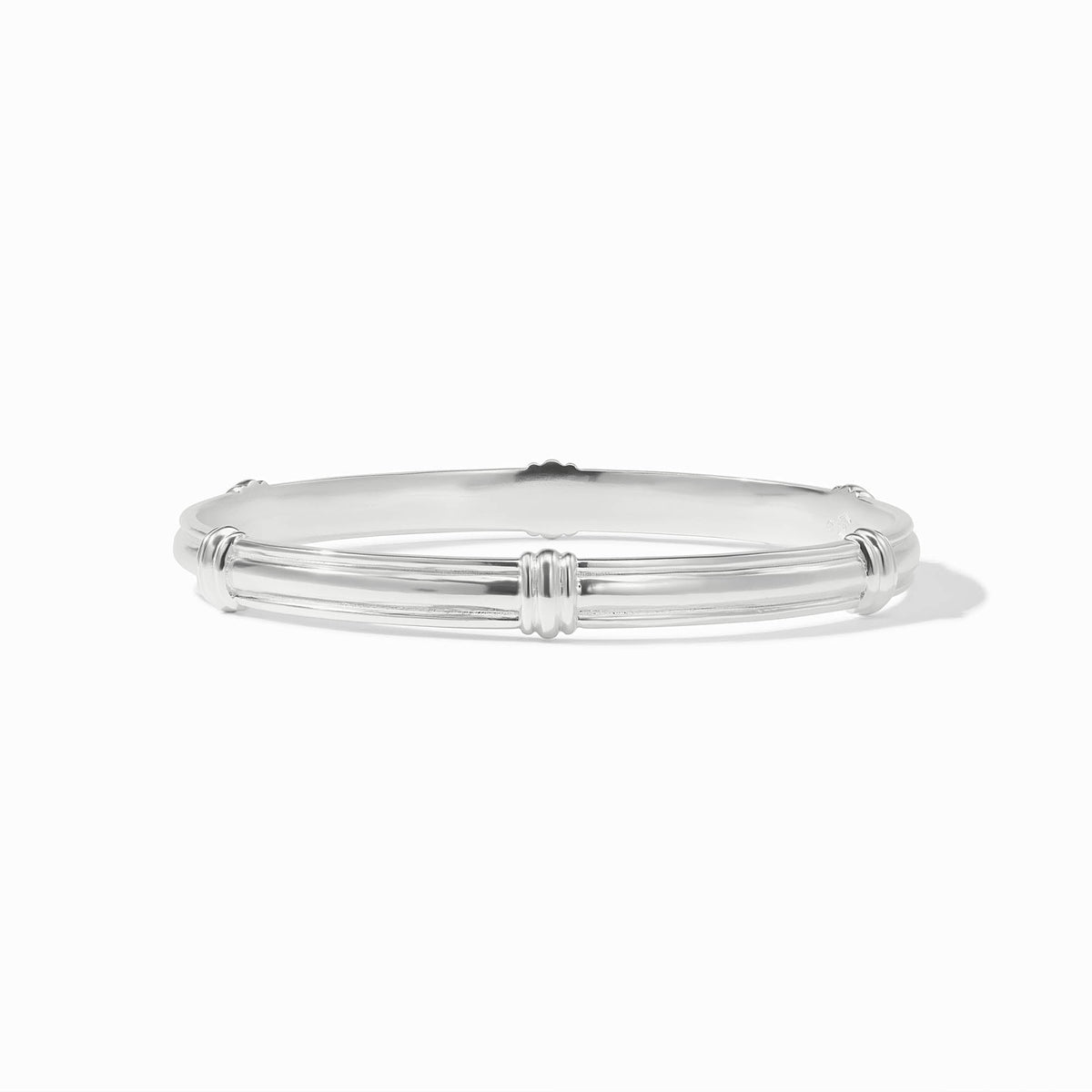 Portofino stacking bangle in polished silver-tone metal with a smooth cylindrical silhouette.
