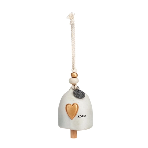 Mini Inspired Bell in stoneware with wood accents and metal hardware.